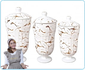 BM905 Putih Toples Permen Gracia dengan Motif Marmer